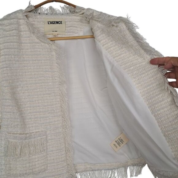 L'AGENCE Ivory Angelina Tweed Blazer Size 8 PRISTINE NEW CONDITION! - Picture 4 of 10